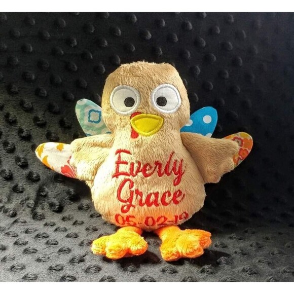 Handmade plush Turkey Boy-Girl personalizable Embroidery 1st Thanksgiving 2024 - Picture 3 of 8